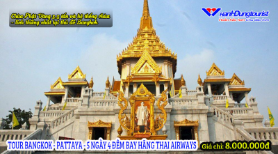 Du lịch Thái Lan tham quan chùa Phật vàng Wat Traimit