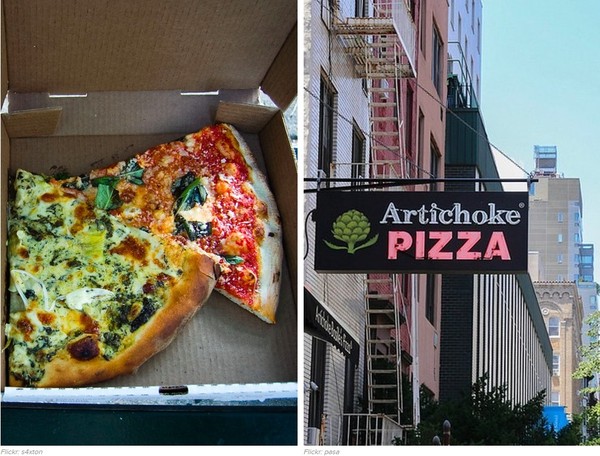 Pizza nóng hổi của tiệm Artichoke Basille’s (East Village, Greenwich Village, and Chelsea)
