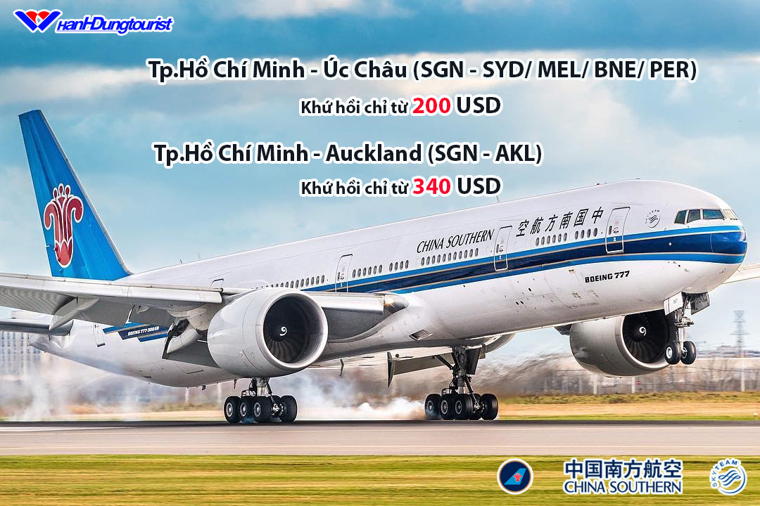 Khuyến Mãi Lớn Tp.Hồ Chí Minh - Úc Châu Auckland ➡ Hãng China Southern Airlines: